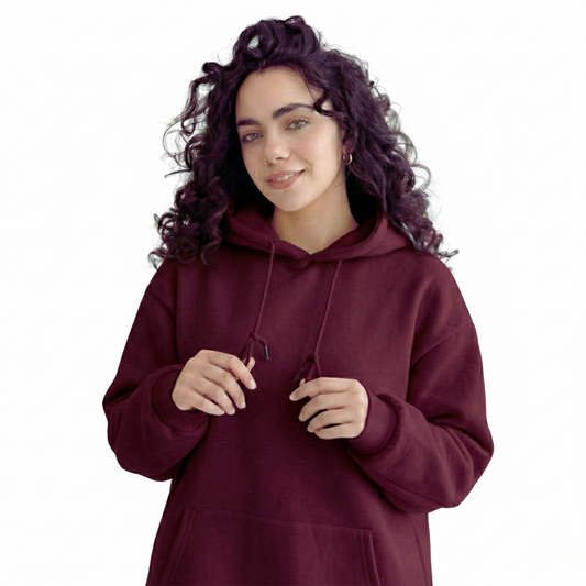 Oversized Unisex Hoodie - Burgundy - Basic
