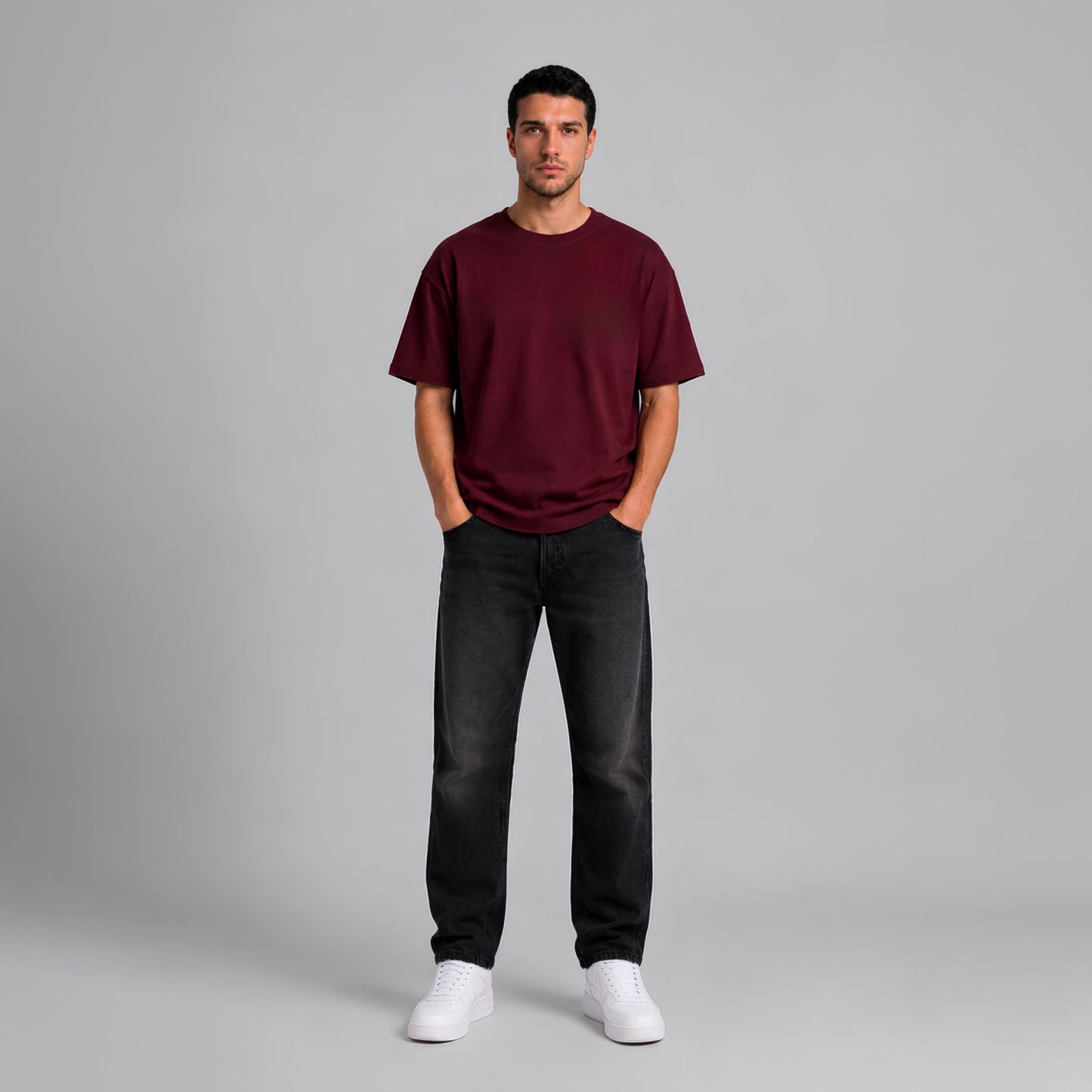 RIVARO Essential Tee — Burgundy