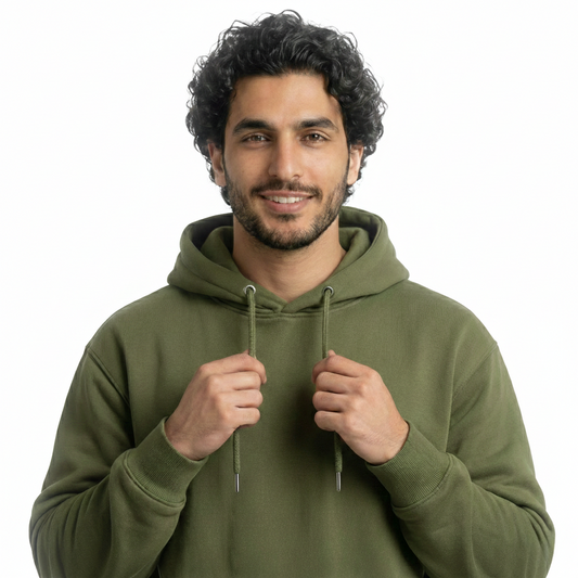 Oversized Unisex Hoodie-Olive - Basic