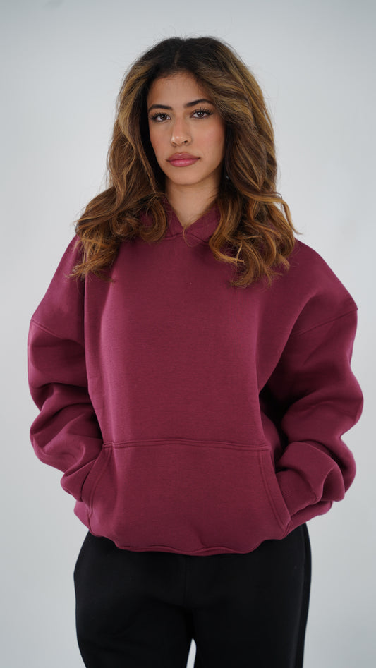Oversized Unisex Hoodie - Burgundy - Basic