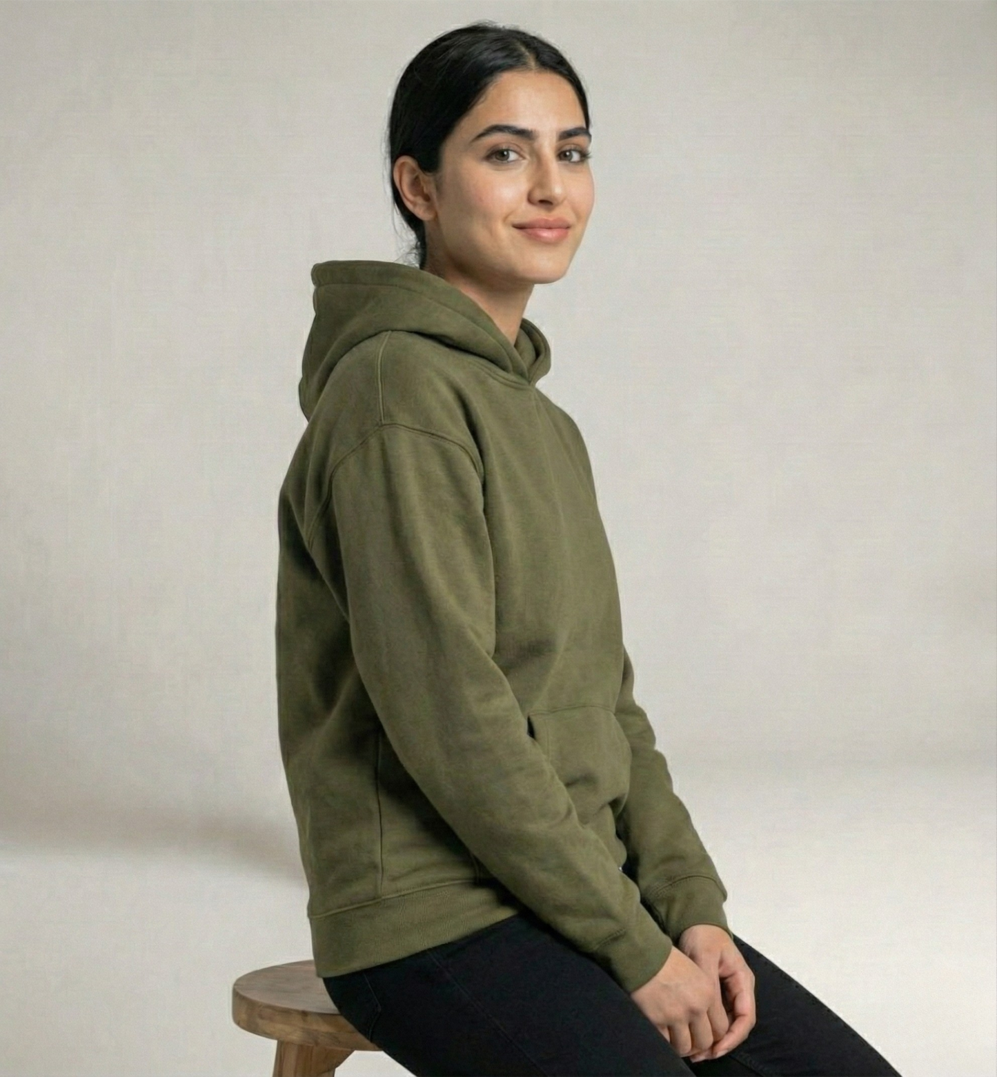 Oversized Unisex Hoodie-Olive - Basic